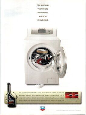 2006 Chevron Techron Fuel System Cleaner Vintage Print Ad Washing Machine Art